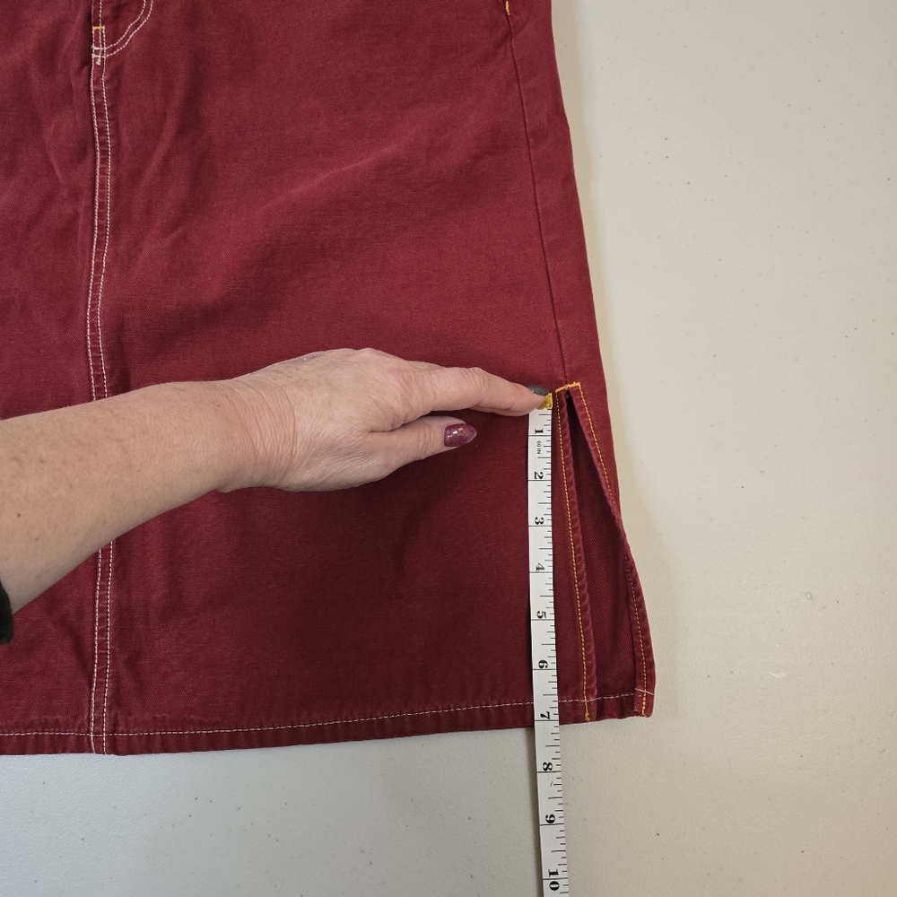 Lucky Brand Y2K Red Denim Skirt Size 14 Side Slit - Picture 10 of 12